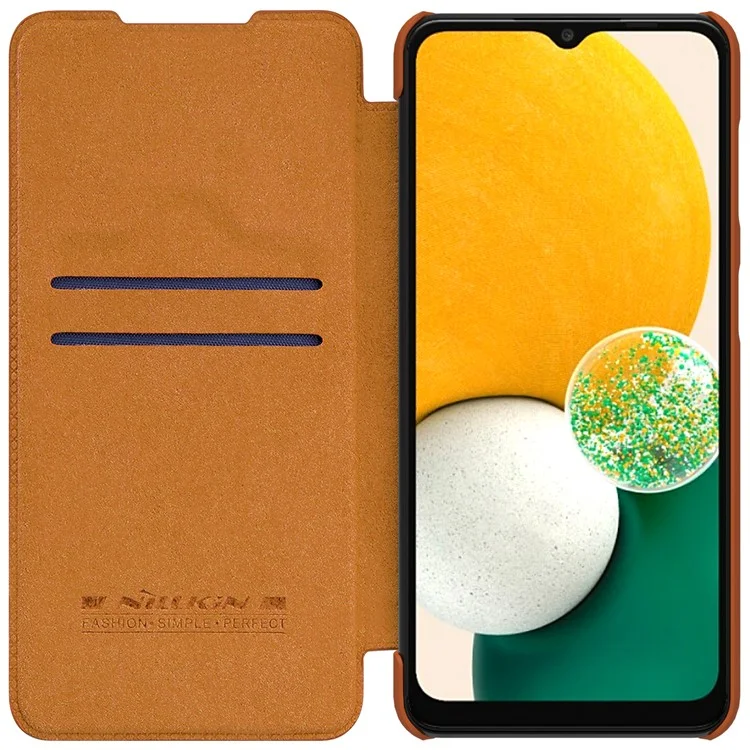 NILLKIN Qin Series PU Leather + PC Phone Case Anti-drop Anti-scratch Cover with Card Holder for Samsung Galaxy A13 5G / A04s 4G (164.7 x 76.7 x 9.1 mm) - Marrón