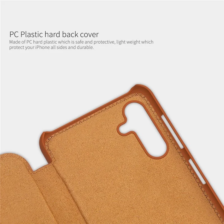 NILLKIN Qin Series PU Leather + PC Phone Case Anti-drop Anti-scratch Cover with Card Holder for Samsung Galaxy A13 5G / A04s 4G (164.7 x 76.7 x 9.1 mm) - Marrón