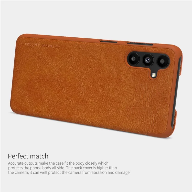 NILLKIN Qin Series PU Leather + PC Phone Case Anti-drop Anti-scratch Cover with Card Holder for Samsung Galaxy A13 5G / A04s 4G (164.7 x 76.7 x 9.1 mm) - Marrón