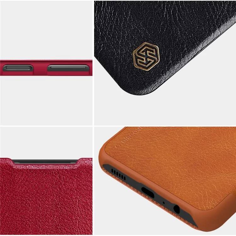 NILLKIN Qin Series PU Leather + PC Phone Case Anti-drop Anti-scratch Cover with Card Holder for Samsung Galaxy A13 5G / A04s 4G (164.7 x 76.7 x 9.1 mm) - Marrón