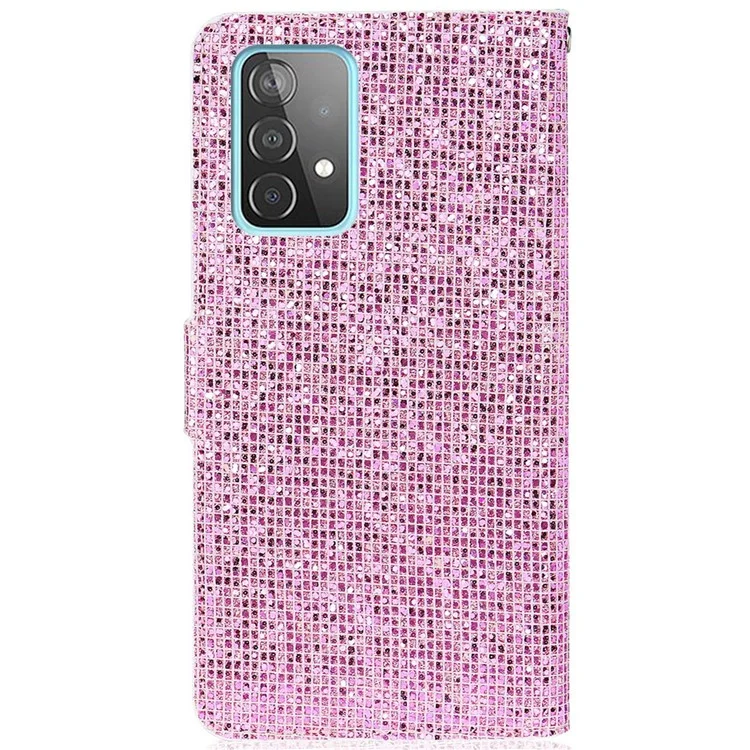 PU Leather Glittery Powder Full Protection Mobile Phone Case Stand Wallet Cover for Samsung Galaxy A33 5G - Pink