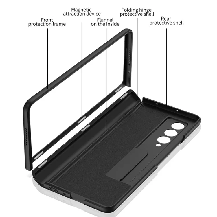 Capa de telefone GKK Magnetic Folding Hinge All-inclusive Hard PC Kickstand Protective para Samsung Galaxy Z Fold3 5G - Verde