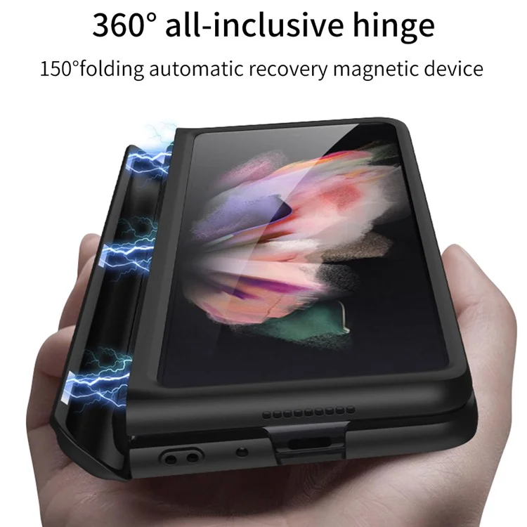 Capa de telefone GKK Magnetic Folding Hinge All-inclusive Hard PC Kickstand Protective para Samsung Galaxy Z Fold3 5G - Verde