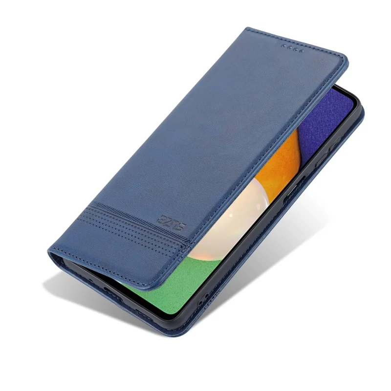 AZNS Magnetic Absorption PU Leather Flip Cover Stand Full Protection Wallet Phone Case for Samsung Galaxy M52 5G - Blue