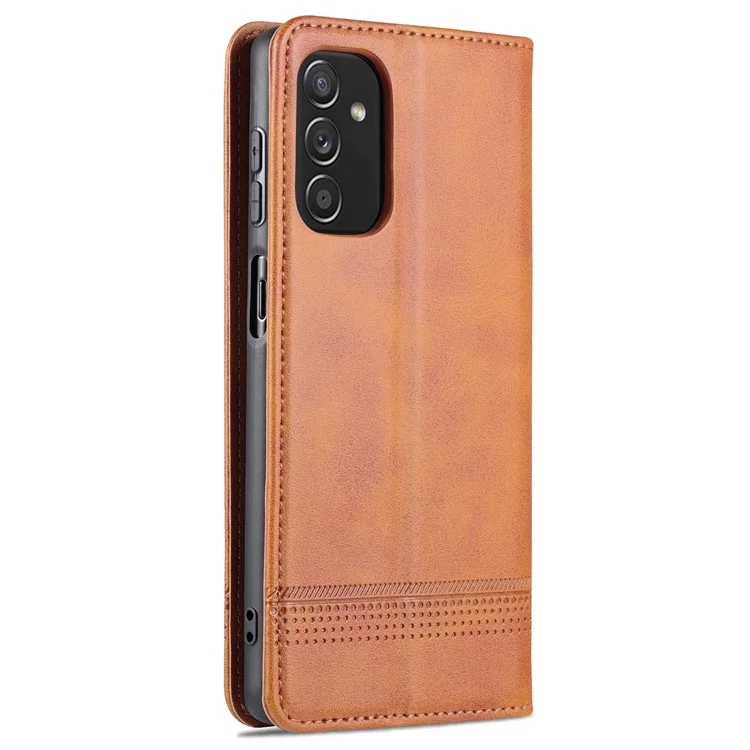 AZNS Magnetic Absorption PU Leather Flip Cover Stand Full Protection Wallet Phone Case for Samsung Galaxy M52 5G - Brown