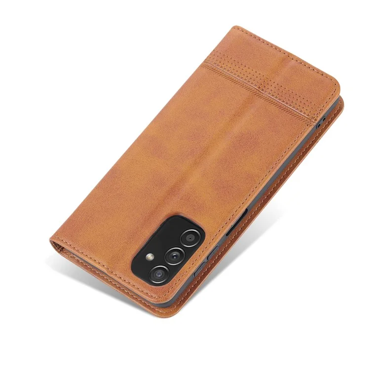 AZNS Magnetic Absorption PU Leather Flip Cover Stand Full Protection Wallet Phone Case for Samsung Galaxy M52 5G - Brown