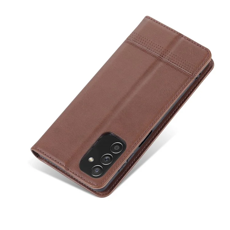 Azns Absorción Magnética PU pu Cubierta de Cubierta de Cuero Case de Teléfonos de Billetera de Protección Completa Para Samsung Galaxy M52 5G - Café