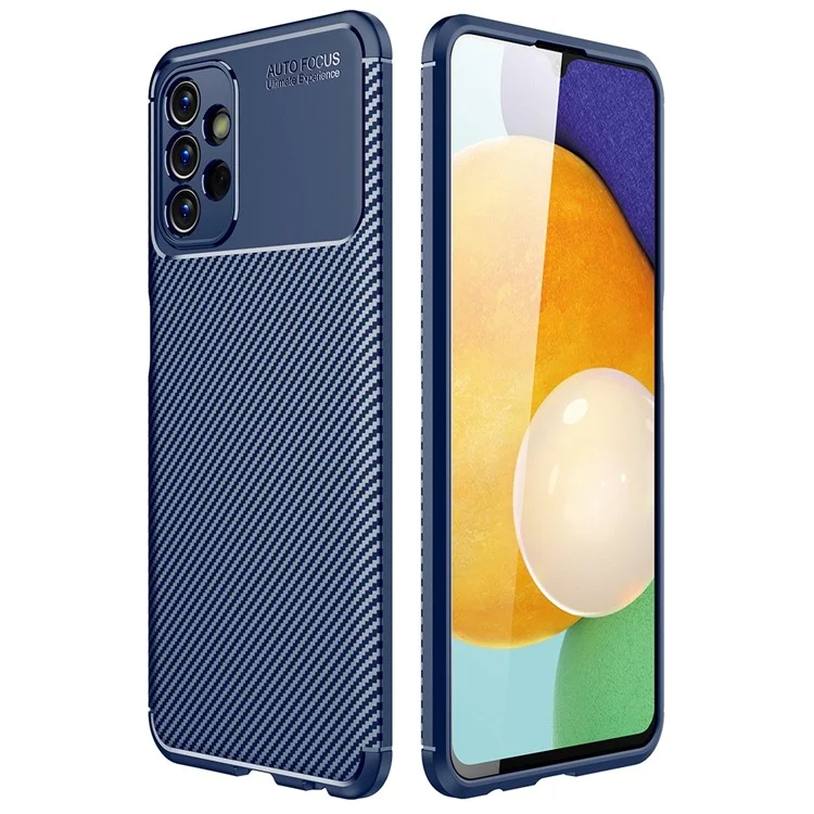 Para Samsung Galaxy A13 4G Textura de Fibra de Carbono Luz Delgada Bien Protegida TPU TPU Case de Vástago - Azul