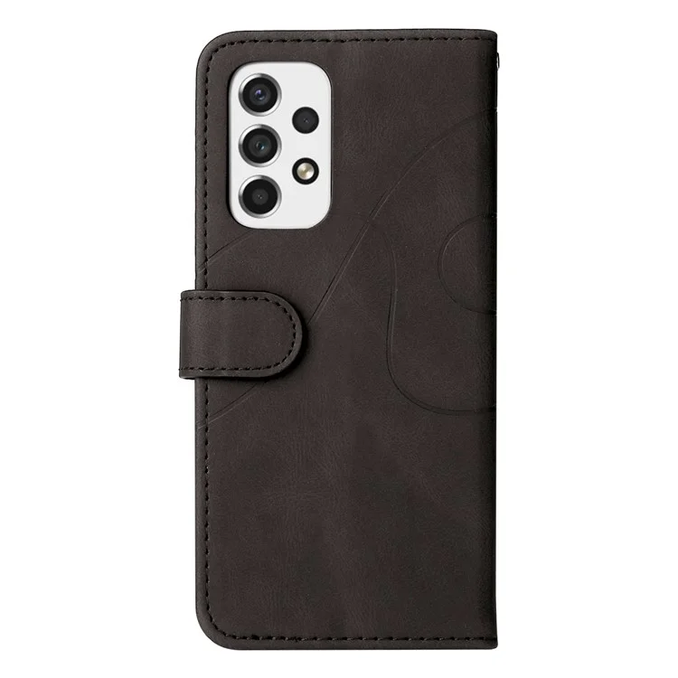 For Samsung Galaxy A53 5G Leather Case Wallet Stand Color Splicing Phone Cover - Black