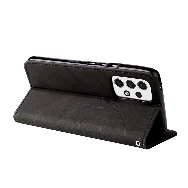 For Samsung Galaxy A53 5G Leather Case Wallet Stand Color Splicing Phone Cover - Black