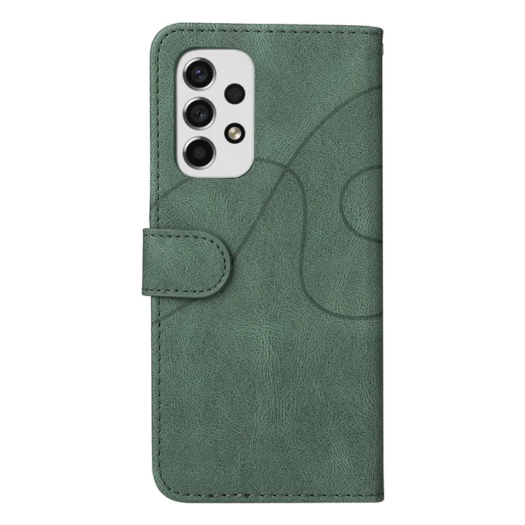 For Samsung Galaxy A53 5G Leather Case Wallet Stand Color Splicing Phone Cover - Green