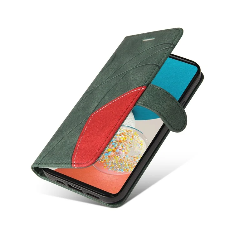 For Samsung Galaxy A53 5G Leather Case Wallet Stand Color Splicing Phone Cover - Green