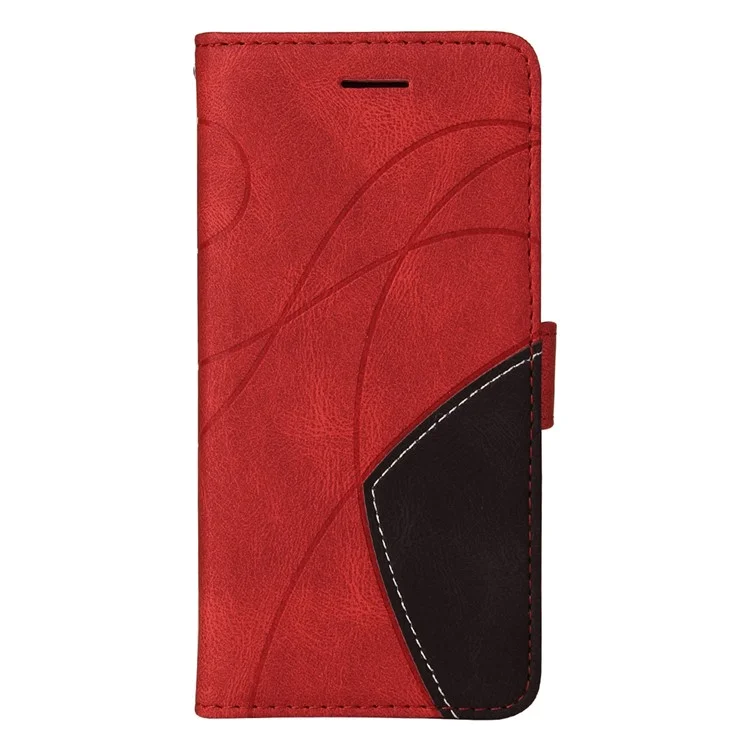 KT Leather Series-1 Dual-color Splicing Design PU Leder Geldbörse Ständer Handy Cover Hülle mit Handschlaufe für Samsung Galaxy A33 5G - Rot