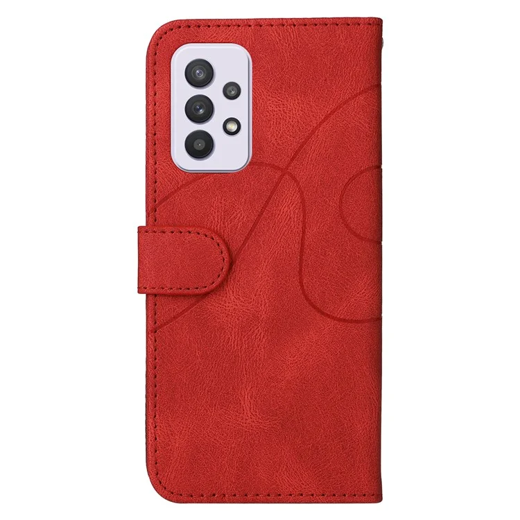 KT Leather Series-1 Dual-color Splicing Design PU Leder Geldbörse Ständer Handy Cover Hülle mit Handschlaufe für Samsung Galaxy A33 5G - Rot