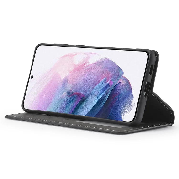 FORWENW Fantasy-Serie Haptik-Gefühl Magnetische Auto-absorbierte PU-Leder-Hülle Geldbörse Ständer Handyhülle für Samsung Galaxy S22 5G - Schwarz