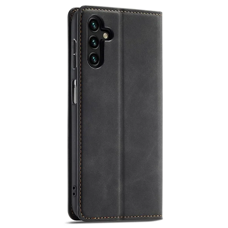 FORWENW Fantasy Series Skin-touch PU Leather Wallet Stand Phone Case Auto Closing Magnetic Cover for Samsung Galaxy A13 5G / A04s 4G (164.7 x 76.7 x 9.1 mm) - Black