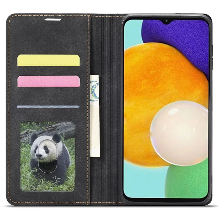 FORWENW Fantasy Series Skin-touch PU Leather Wallet Stand Phone Case Auto Closing Magnetic Cover for Samsung Galaxy A13 5G / A04s 4G (164.7 x 76.7 x 9.1 mm) - Black