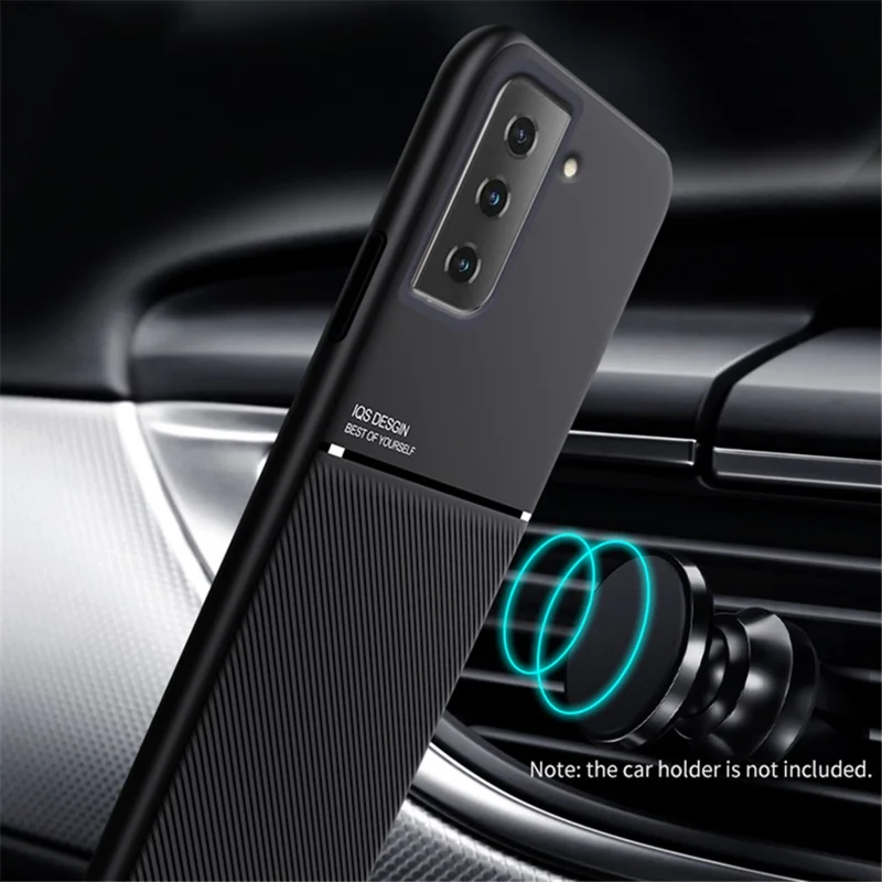 Built-in Metal Sheet Drop-resistant Cover Imprinting PU Leather + TPU Phone Case for Samsung Galaxy S21 5G - Blue