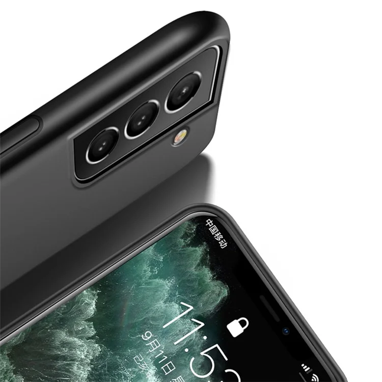 Custodia per telefono in stile aziendale antigravità in TPU + pelle PU con copertura antiurto per Samsung Galaxy S22 5G - Nero