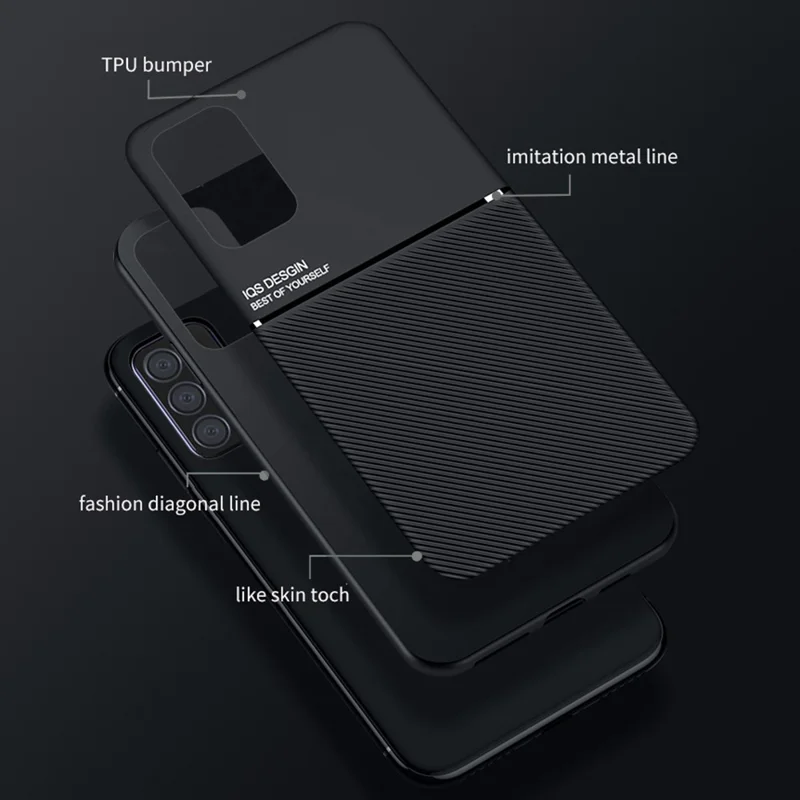 Custodia antiurto per telefono con lastra di metallo magnetica incorporata Antigraffio Custodia per telefono Shell per Samsung Galaxy A52 4G / A52s 5G / A52 5G - Nero