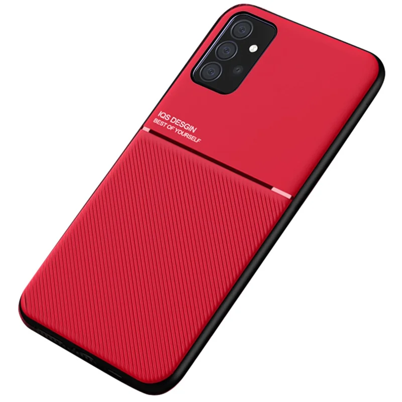 Shockproof Phone Cover Built-in Magnetic Metal Sheet Anti-scratch Phone Case Shell for Samsung Galaxy A52 4G / A52s 5G / A52 5G - Red