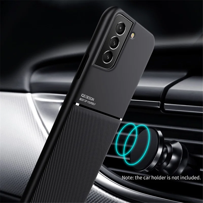 Built-in Magnetic Metal Sheet Mobile Phone Case TPU + PU Leather Shockproof Mobile Phone Covering for Samsung Galaxy S22+ 5G - Red