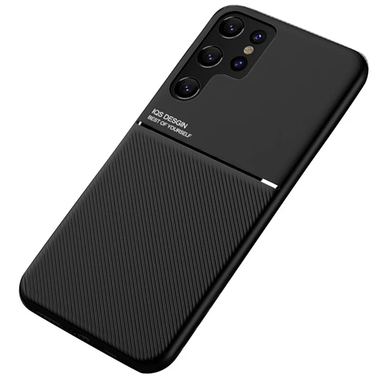 Anti-dust Shockproof Mobile Phone Case TPU + PU Leather Smartphone Cover for Samsung Galaxy S22 Ultra 5G - Black