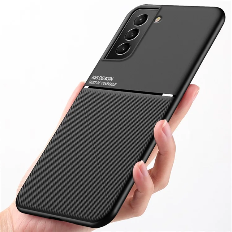 Anti-dust Shockproof Mobile Phone Case TPU + PU Leather Smartphone Cover for Samsung Galaxy S22 Ultra 5G - Black