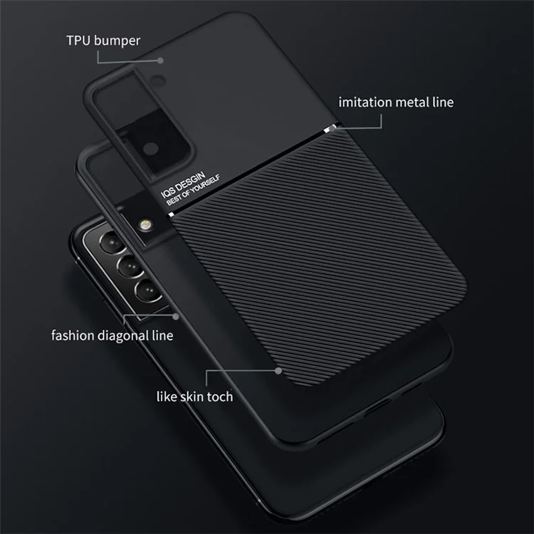 Anti-dust Shockproof Mobile Phone Case TPU + PU Leather Smartphone Cover for Samsung Galaxy S22 Ultra 5G - Black