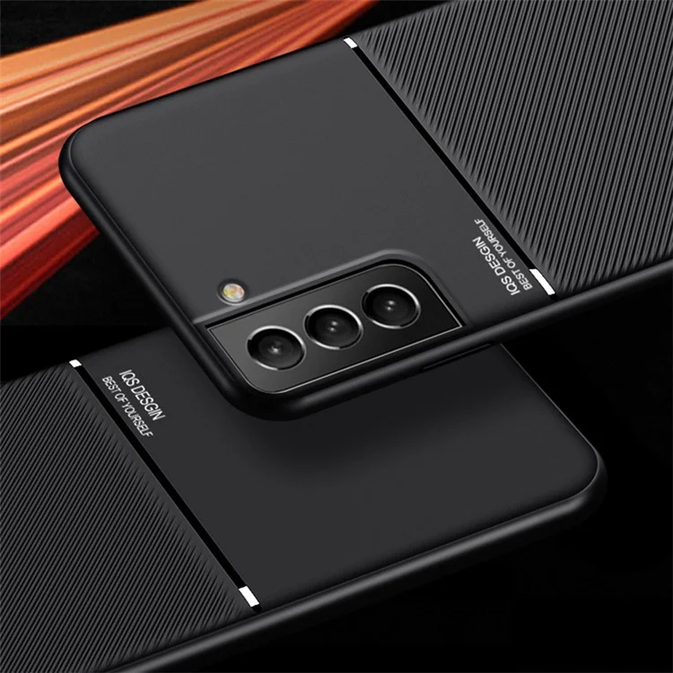 Anti-dust Shockproof Mobile Phone Case TPU + PU Leather Smartphone Cover for Samsung Galaxy S22 Ultra 5G - Black
