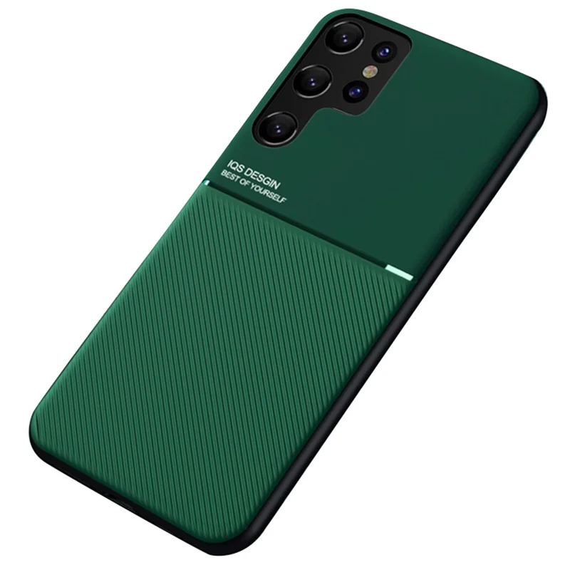Anti-polvo Antigolpes Funda de Teléfono Móvil de TPU + Piel de PU Funda Smartphone para Samsung Galaxy S22 Ultra 5G - Verde