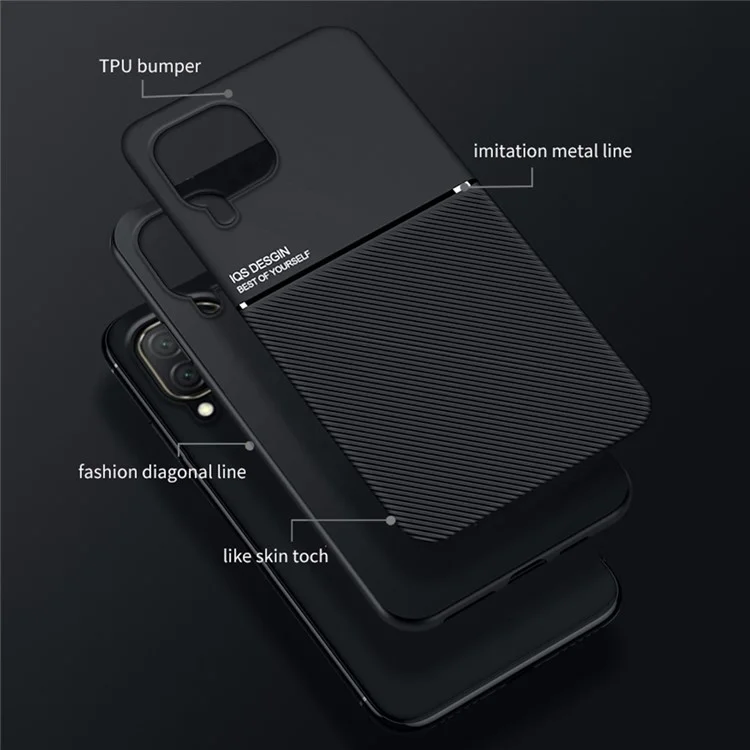 Custodia Per Telefoni Shock in Stile Business TPU + PU Coperco di Protectivo Pecheated PU PU Samsung Galaxy A22 4G (versione Ue)/m32 (versione Globale) - Nero