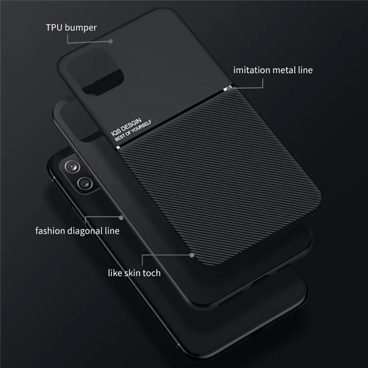 Custodia per telefono antiurto in TPU + PU con rivestimento in pelle resistente agli urti e protezione anti-caduta per Samsung Galaxy A22 5G (versione EU) - Nero