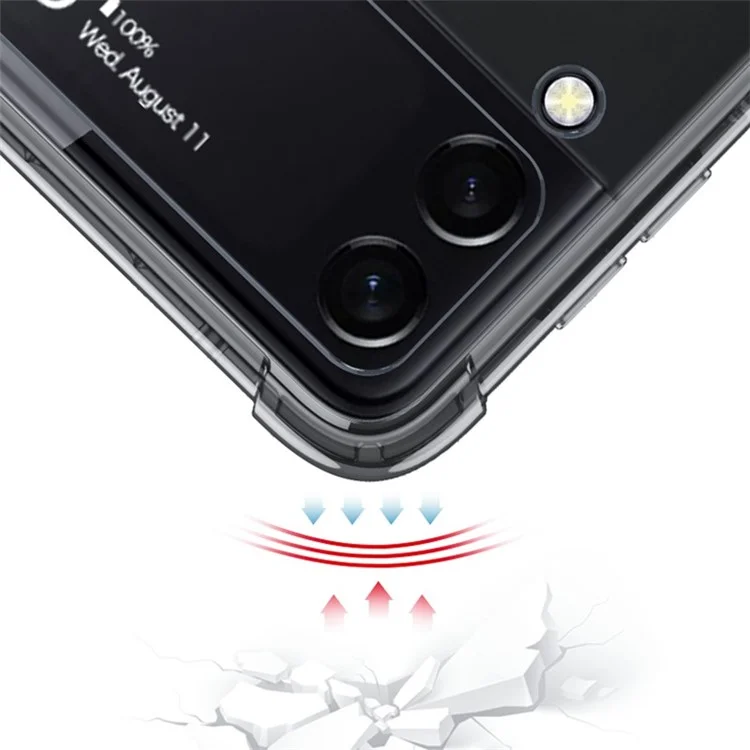 GKK Four Corners Drop-proof Hard PC Flipping Phone Hülle Mit Metallring-kickstand Für Samsung Galaxy Z Flip3 5g - Transparent