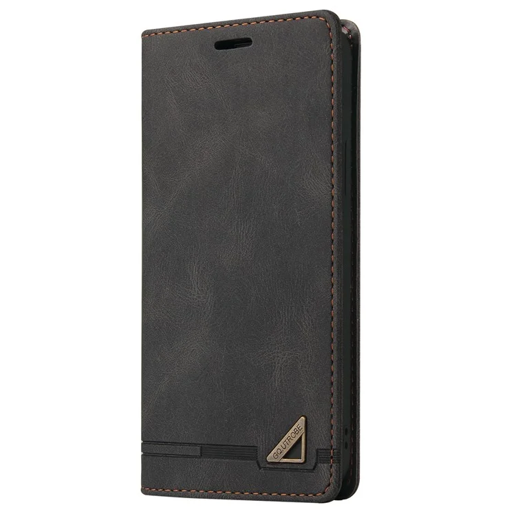 GQ.UTROBE 008 Series Stand Wallet Function RFID Blocking Anti-swiping Phone Case Skin Touch PU Leather Magnetic Auto-absorbed Cover for Samsung Galaxy A33 5G - Black