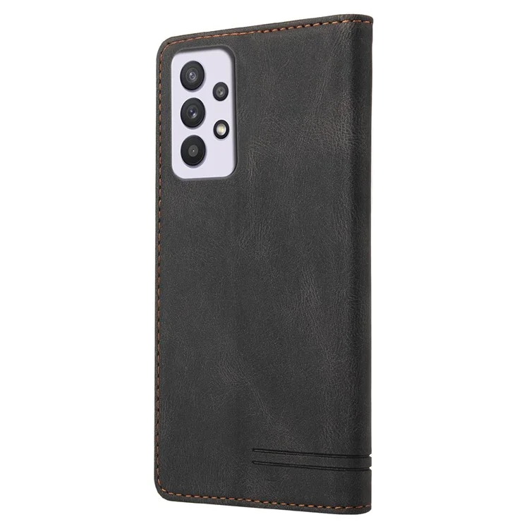GQ.UTROBE 008 Series Stand Wallet Function RFID Blocking Anti-swiping Phone Case Skin Touch PU Leather Magnetic Auto-absorbed Cover for Samsung Galaxy A33 5G - Black