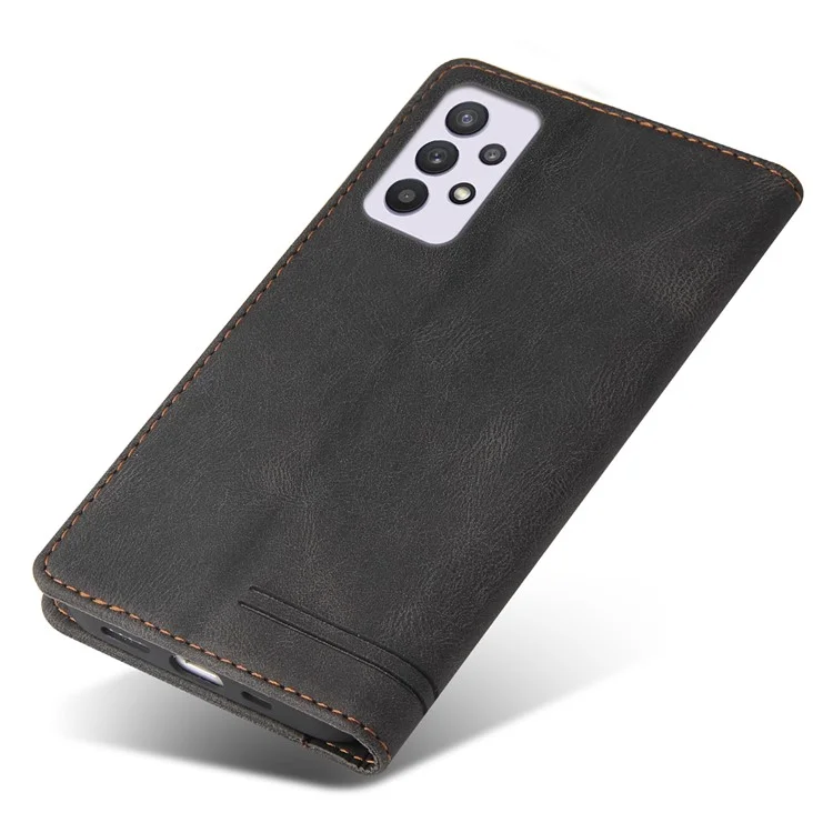 GQ.UTROBE 008 Series Stand Wallet Function RFID Blocking Anti-swiping Phone Case Skin Touch PU Leather Magnetic Auto-absorbed Cover for Samsung Galaxy A33 5G - Black