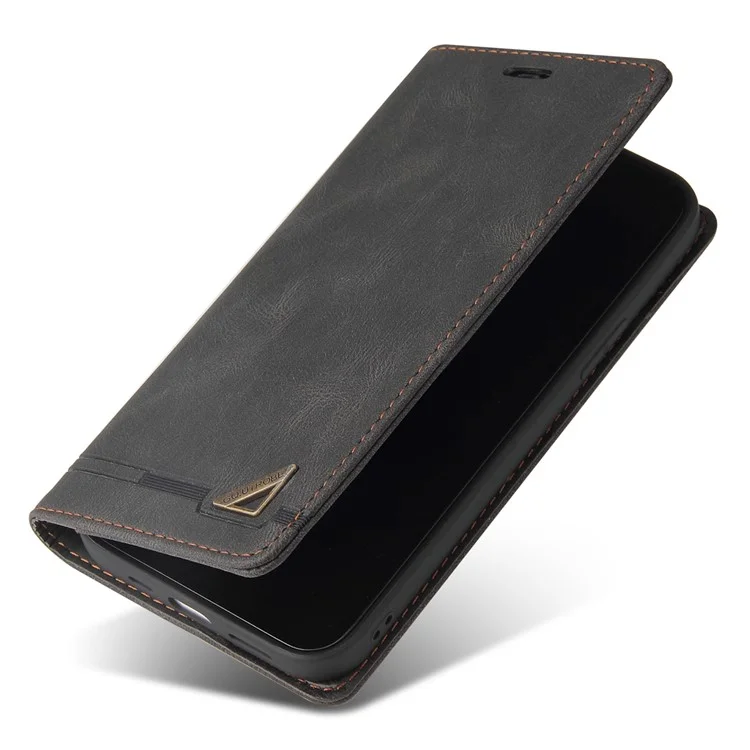 GQ.UTROBE 008 Series Stand Wallet Function RFID Blocking Anti-swiping Phone Case Skin Touch PU Leather Magnetic Auto-absorbed Cover for Samsung Galaxy A33 5G - Black