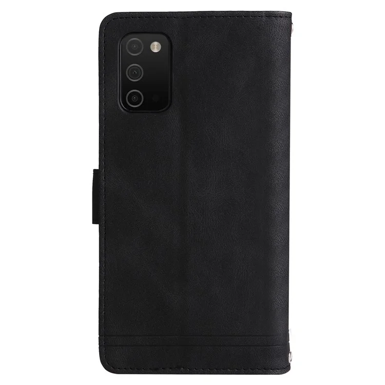 Impresión de Rayas Pocket de Múltiples Ranuras de Bolsillo de Múltiples Tarjetas de Cuero Case de Teléfono Con Billetera de Soporte Para Samsung Galaxy A03s (166.5 x 75.98 x 9.14 Mm) - Negro
