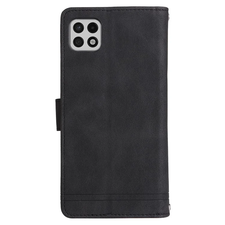 Stripes Impronte Copertina Tasca Con Cerniera Copertina Pieghevole Slot Casela Shell Per Samsung Galaxy A22 5G (versione Ue) - Nero