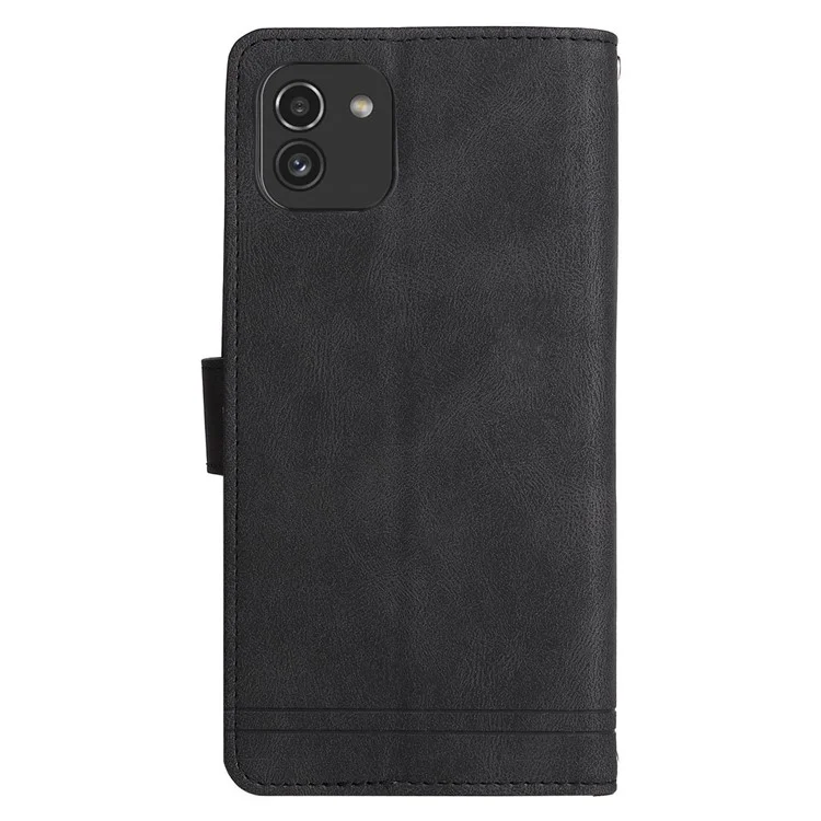 Custodia Per Telefono Tascabile a Strisce di Impronta Stupst Sterga Stand Che Interno Per Samsung Galaxy A03 (164,2 x 75,9 x 9,1 Mm) - Nero