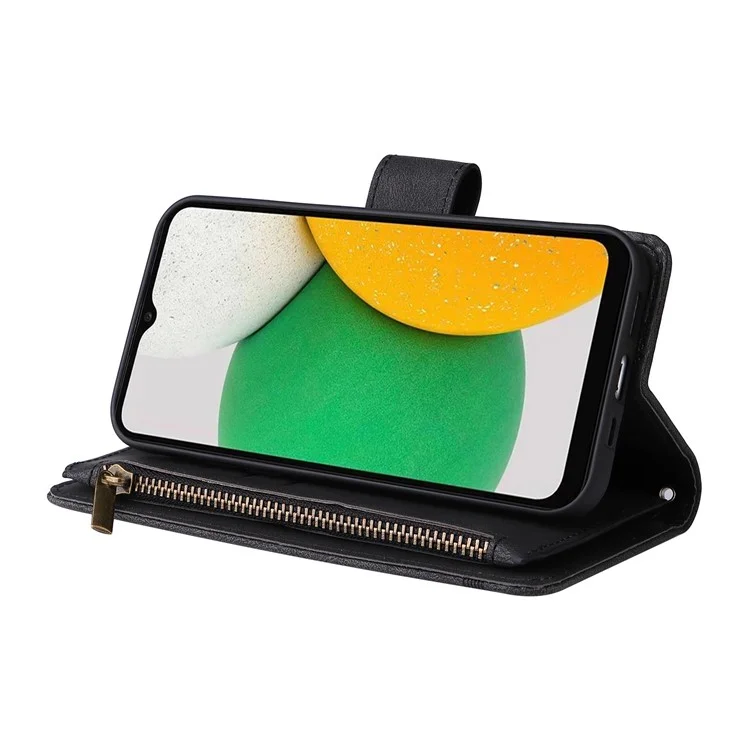 Custodia Per Telefono Tascabile a Strisce di Impronta Stupst Sterga Stand Che Interno Per Samsung Galaxy A03 (164,2 x 75,9 x 9,1 Mm) - Nero
