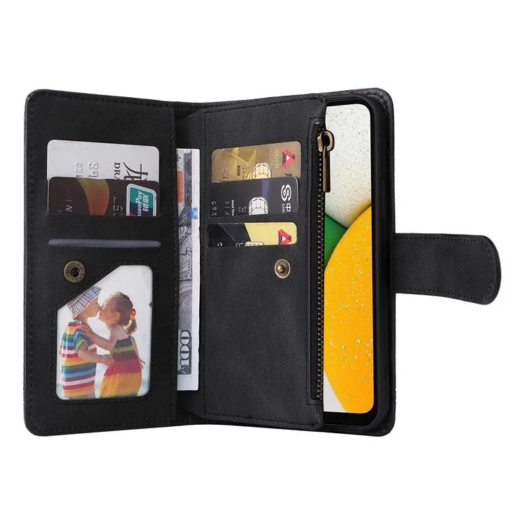 Custodia Per Telefono Tascabile a Strisce di Impronta Stupst Sterga Stand Che Interno Per Samsung Galaxy A03 (164,2 x 75,9 x 9,1 Mm) - Nero