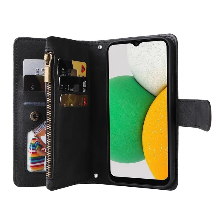 Custodia Per Telefono Tascabile a Strisce di Impronta Stupst Sterga Stand Che Interno Per Samsung Galaxy A03 (164,2 x 75,9 x 9,1 Mm) - Nero