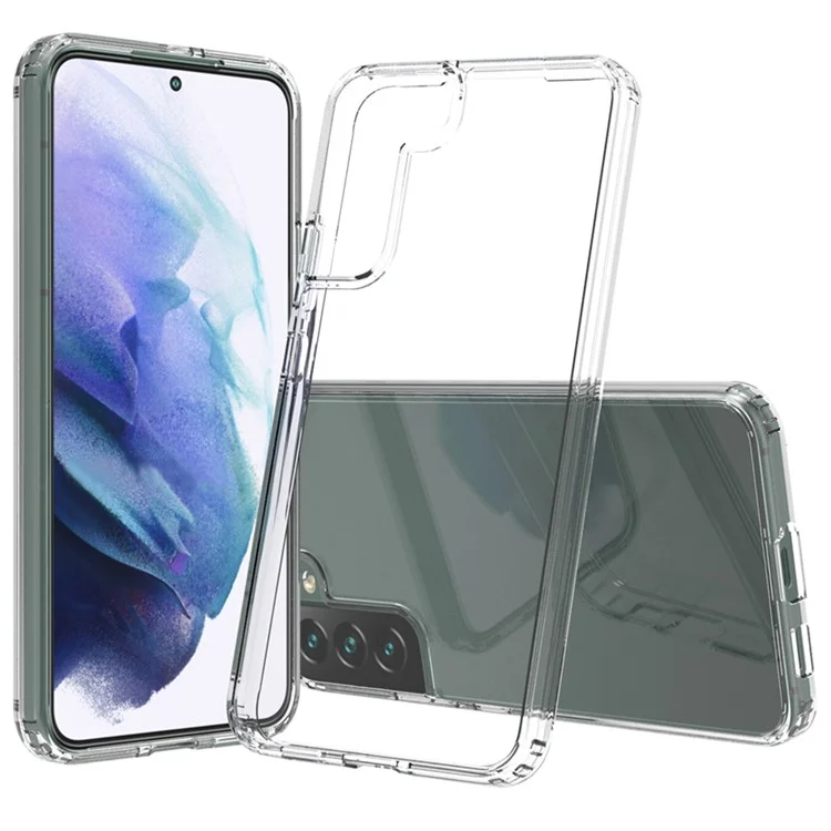 Acrylic Back Panel + Soft TPU Edges Protective Clear Phone Case for Samsung Galaxy S22+ 5G