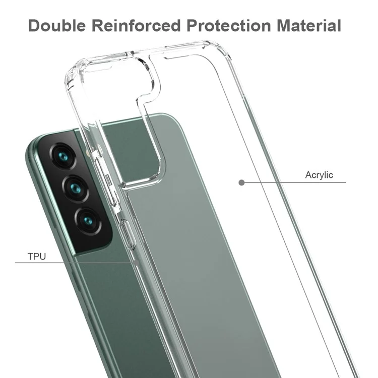 Acrylic Back Panel + Soft TPU Edges Protective Clear Phone Case for Samsung Galaxy S22+ 5G
