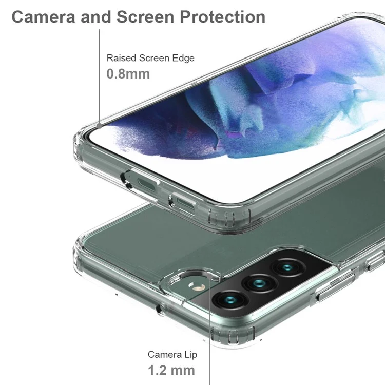 Acrylic Back Panel + Soft TPU Edges Protective Clear Phone Case for Samsung Galaxy S22+ 5G