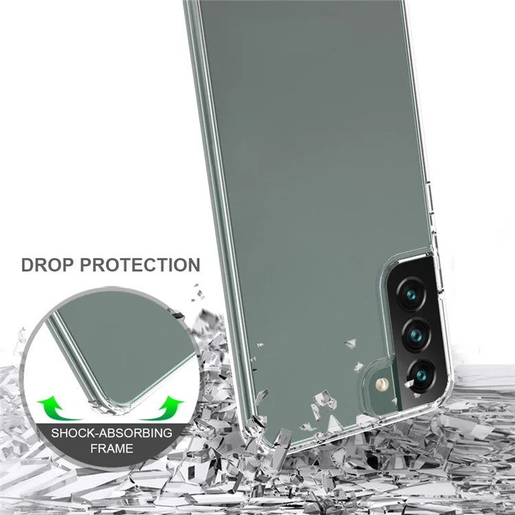 Acrylic Back Panel + Soft TPU Edges Protective Clear Phone Case for Samsung Galaxy S22+ 5G