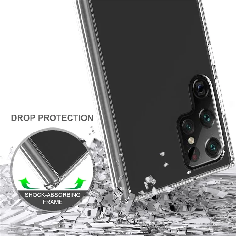 Hard Acrylic Back with TPU Bumper Shockproof Anti-Drop Protective Phone Case for Samsung Galaxy S22 Ultra 5G