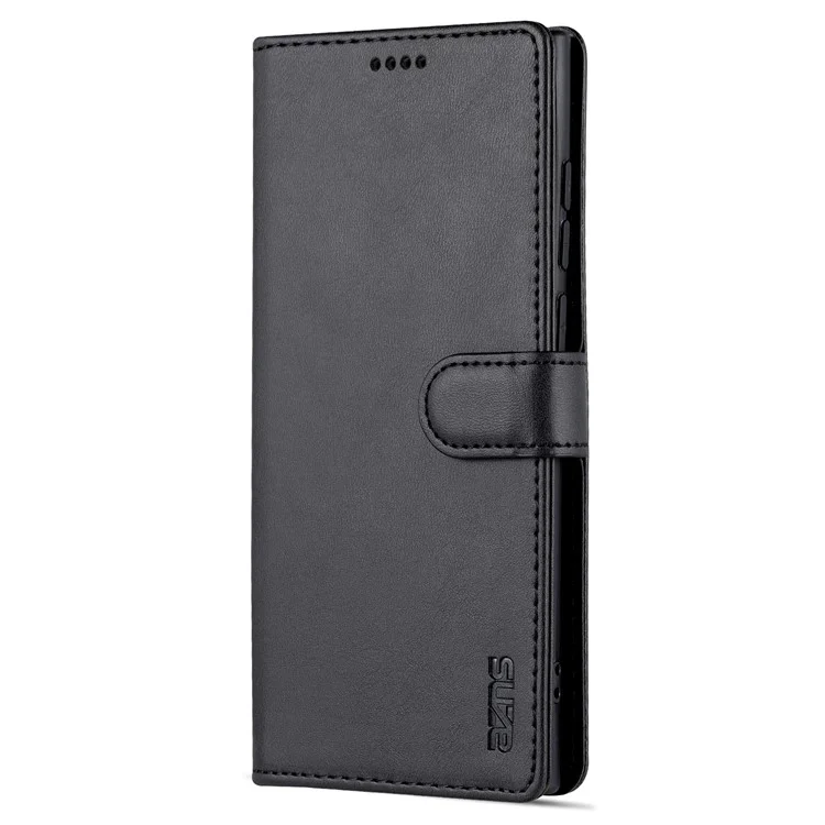 AZNS Funda de Piel de Poliuretano Plegable Protectora Soporte Billetera Cierre Magnético Carcasa Interior de TPU para Samsung Galaxy S22 Ultra 5G - Negro